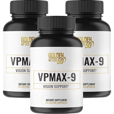 Golden After 50 VpMax-9 - Sight Care and Antioxidant Supplement with Eye Vitamins, Lutein, Lycopene and Bilberry Extract - 3 Bottles
