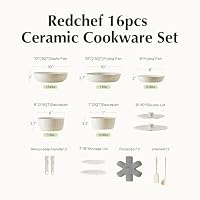 Redchef 16pcs Ceramic Pots and Pans Set, Detachable Nonstick Cookware Set — image 9