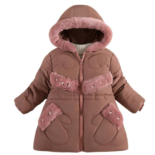 Doudoune chaude fille avec gants pour l ecole et sorties d hiver
