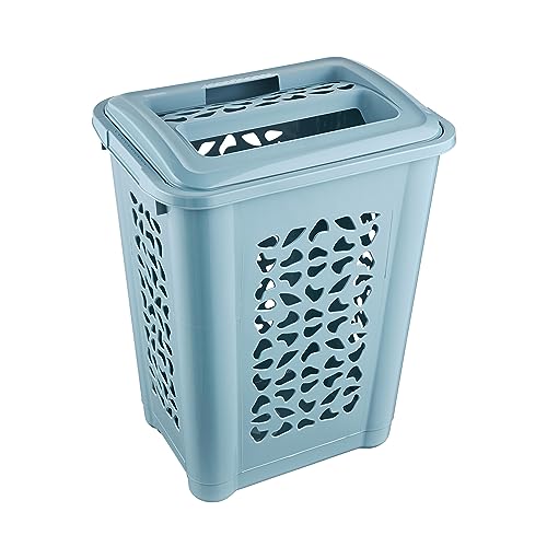 Panier à linge 60L Per keeeper avec couvercle rabattable bleu