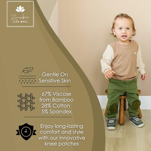 Viscose Toddler Sweatpants Knee Pads Soft Crawling Pants for Boys & Girls, Baby Helper with Knee Protection (12M-5T)2