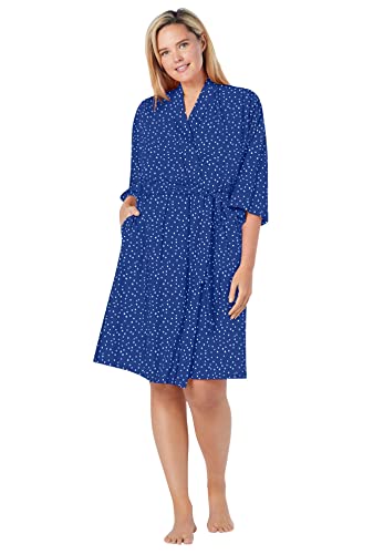 Dreams & Co. Women's Plus Size Cooling Robe - 22/24, Ultra Blue Dot #TOP11
