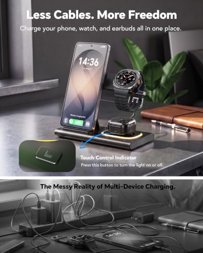 Image of 3 in 1 Charging Station for Samsung Charger, Foldable & Night Lamp