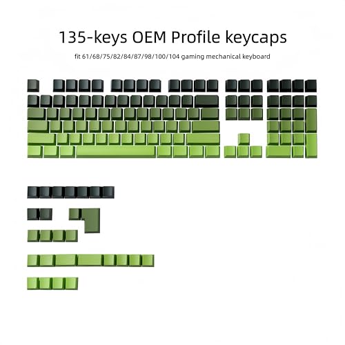 Image of dagaladoo Shine Through keycaps Set,Double Shot PBT keycaps Gradient | Side Print keyboard keycaps,OEM Profile custom Key caps for Mechanical Keyboards 60% 65% 75% 100% TKL Layout,Matcha Green