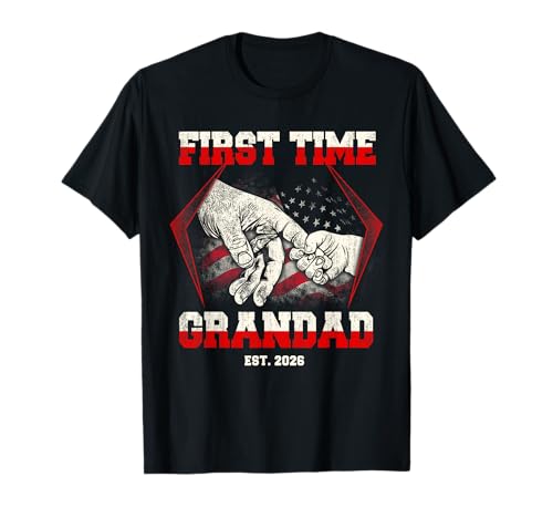First Time Grandad Est. 2026 Funny American Flag Vintage T-Shirt