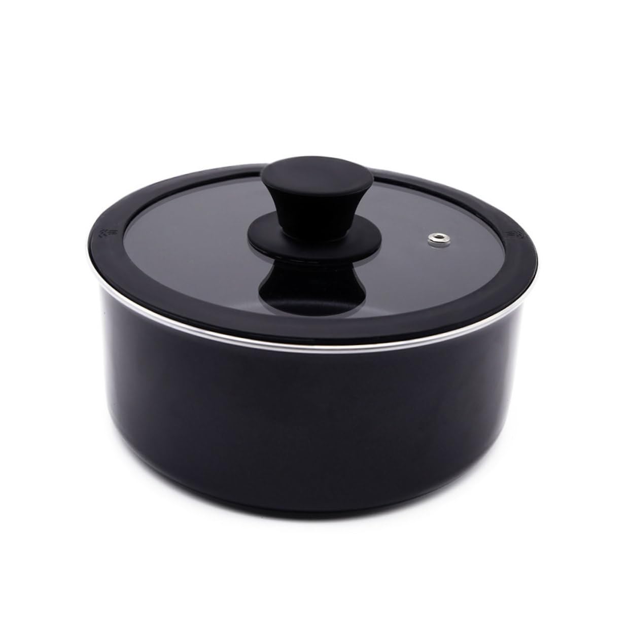 Vetro Temperato Coperchio Nero Rotondo Bordo in Silicone