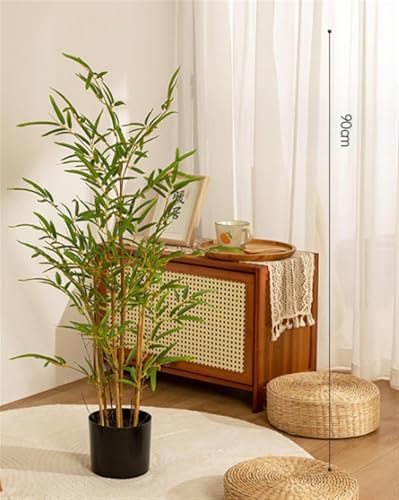 Image of ARICK Decor 3Ft Artificial Bamboo Plant with Pot, Realistic Natural Green Faux Bamboo Tree for Indoor Home Decor, Office, Living Room & Balcony