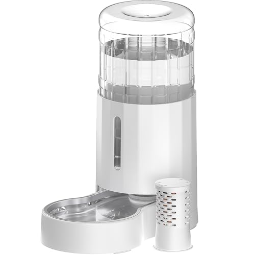 CZPET-AMZ CZPET Gravity Dog Water Bowl Dispenser, Wider Mouth (8L+Filter,White)