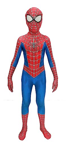 Boys Superhero Suit Spandex Bodysuit Jumpsuit Halloween Cosplay Costumes Red M