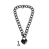Halsband sex sm Erotik Metallkette Halsbänder mit Herz Schloss Collier Fesseln Ketten Einstellbar Erwachsenen Bondage Fetische Sex-Spielzeug für Anfänger Cosplay Frauen Männer,Schwarz