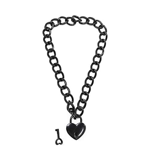 Halsband sex sm Erotik Metallkette Halsbänder mit Herz Schloss Collier Fesseln Ketten Einstellbar Erwachsenen Bondage Fetische Sex-Spielzeug für Anfänger Cosplay Frauen Männer,Schwarz