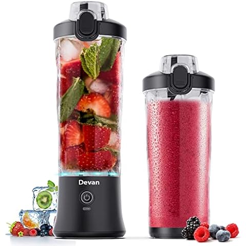 Portable Blender,270 Watt for Shakes and Smoothies Waterproof Blender USB Rechargeable with 20 oz BPA Free Blender Cup and a Travel Lid. (Black, 20 oz) Cover
