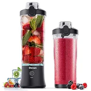 Portable Blender,270 Watt for Shakes and Smoothies Waterproof Blender USB Rechargeable with 20 oz BPA Free Blender Cups with Travel Lid.