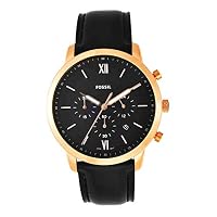 FOSSIL Men's Quartz Watch chronograph Display and Leather Strap, FS5381, Black/black