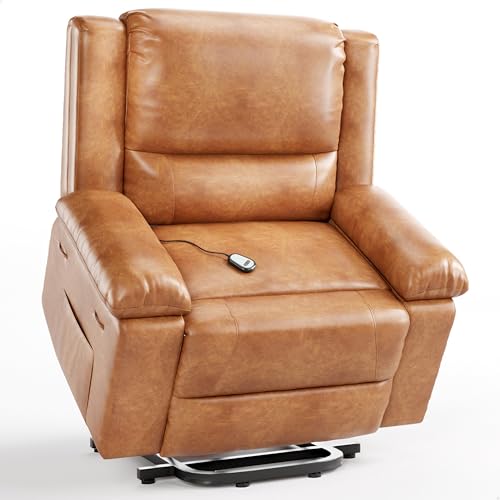 Image of GarveeHome Oversized Wide Power Lift Recliner Chair - Heat and Massage, Adjustable Back and Legs, PU Leather Electric Lift Chair Designed for the Elderly and People with Mobility impaired