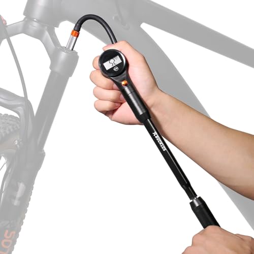 BUCKLOS Bike Shock Pump Mountain Suspension Air Fork Rear Shock 320Psi Digital Gauge Bicycle Tire Pump Scharder Presta Valve for MTB/Road Bikes Handheld Accessories Tool
