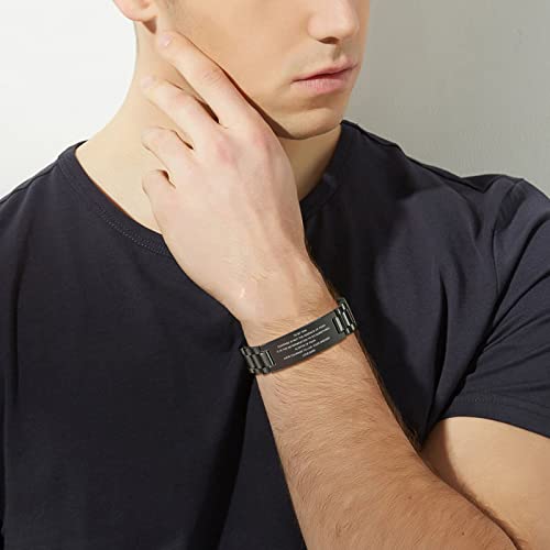 MEALGUET Stainless Steel To My Son Love Mom Courage Inpsirational Wristband Bracelets, Mother to son gift, Birthday Gifts to Son, Gift to Son from Mom
