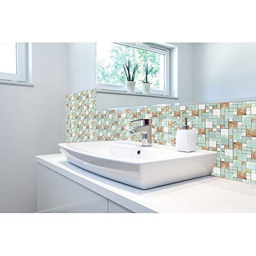 Hominter 5-Sheets Lake Green Glass And White Stone Mosaic, Conch Shell Tile Magic Patterns, Perfect For Kitchen Backsplash And Bathroom Shower And Accent Wall Nb02 #TOP4