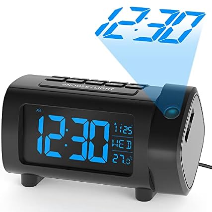 LIORQUE Projection Alarm Clock for Bedroom, Radio Alarm Clock with Projection on Ceiling Wall item