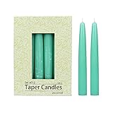 Zest Candle 12-Piece Taper Candles, 6-Inch, Aqua