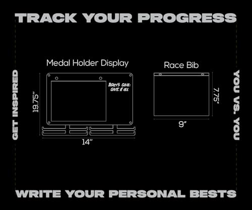 Image of BLAUBECK Medal Hanger Display for Runners, Marathon Medal Holder Display Wall Hanger and Race Bib Boards Holder with Chalkboard Marker - Holds up to 50 Medals, 40 Race Bibs