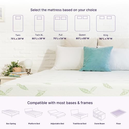 Napqueen Anula, Twin-Xl 12'' Green Tea Memory Foam Mattress, Bed In A Box #TOP7