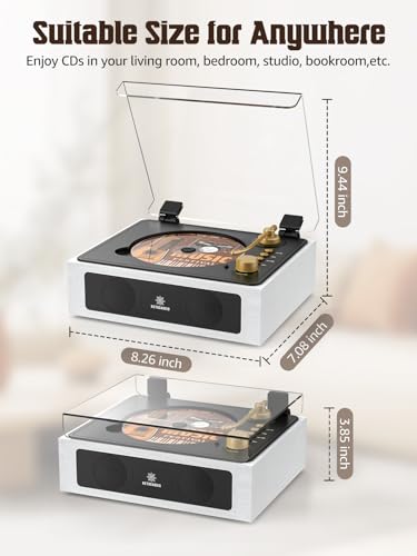 Image of CD Player with Built-in Stereo Speakers Portable Support Bluetooth Nostalgic CD Players for Home Headphone Jack