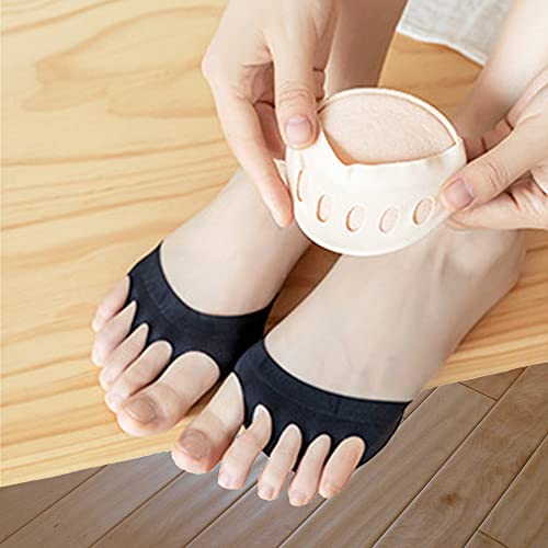 Women's Toe Pad Topper Liner Socks Nylon Sponge Cushion No Show Toeless Half Socks 4 Pairs Soft Non-Skid Invisible Relief Pain Blister for High Heels Flats Boots Mules Sandal2