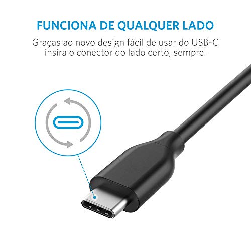 Cabo USB-C para USB 3.0, Anker Powerline, 90 centímetros PVC, Preto