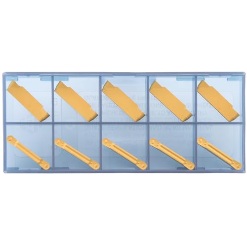 CDBP MRMN300-M Carbide Grooving Inserts for MGEHR/L and MGIVR/L Grooving Cut-Off Tool Holder, CVD Yellow Coating, 10pcs