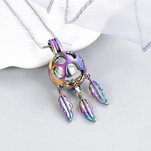 Minicremation Pet Cremation Jewelry for Ashes Paw Print Urn Necklace for Dogs Ashes Dream Catcher Hollow Ball Keepsake Pendant Necklace - Image 4