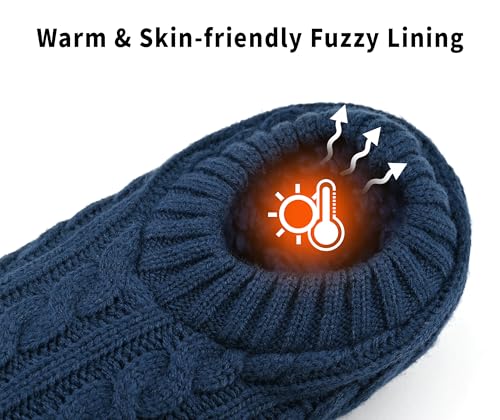 Panda Bros Mens Super Soft Warm Cozy Fuzzy Fleece-lined Winter Slipper socks With Grips, Size 6-112