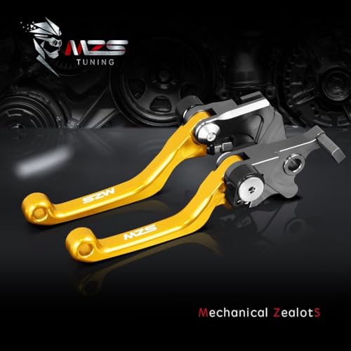 Image of MZS Dirt Bike Brake Clutch Levers, Pivot Adjustable Motorcycle Lever CNC Gold Compatible with KX65 2000-2026 / KX85 2001-2025 / KX100 2001-2021 / KX125 2000-2005 / KX250 2000-2004 / KX250F 2004