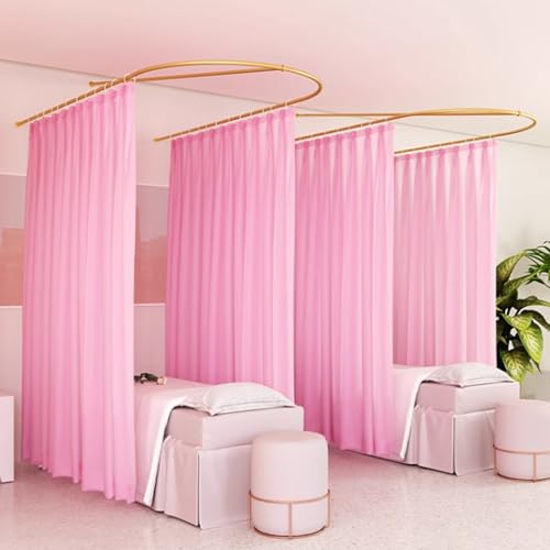HJDSUDU Tende divisorie per la Privacy a Forma di U per divisori di stanze con Gancio Piatto Tende ospedaliere inerenti per camerini, saloni di Bellezza, camere da Letto,Rosa,100cm/39in