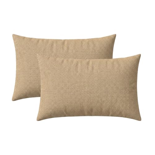 RSH DECOR: Lumbar Throw Pillows Set of 2 | 20" x 12" | Water and Fade-Resistant Performance Fabric | Outdoor Pillow Covers with Down-Alternative Inserts | Made in USA (Trixie Wicker)
