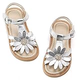 Kiderence Toddler Girls Sandals Little Girls Kids Summer Shoes Toddler Silver Sandals Size 7
