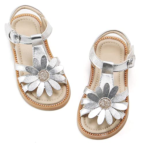 Kiderence Toddler Girls Sandals Little Girls Kids Summer Shoes Toddler Silver Sandals Size 7 #TOP9