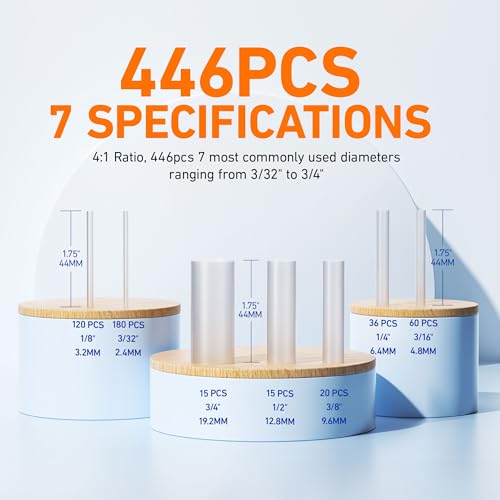 TKDMR 446 Pcs Heat Shrink Tubing Kit - 4:1 Ratio Adhesive Lined, Marine Grade Shrink Wrap,Industrial Heat Shrink Tubing,Clear - Thumbnail 2