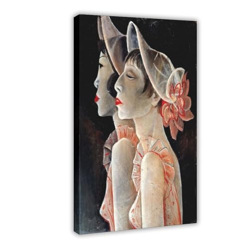 Tableau Jeanne Mammen Revue Girls toile haut de gamme encadrée 61 x 91 cm
