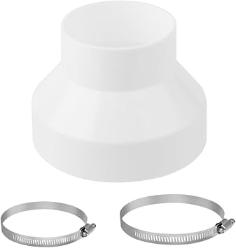 Round Ducting Reducer 150mm to 100mm mit Stainless Hose Clips, Reducer for Extractor Bonnet, 6 to 4 inch Duct Pipe Reduction Coupler for Extractor Fans, Cooker Hood Tumble Dryer Ventilation