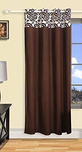 Image of Swayam Blackout Cotton Casement Door Curtain for Living Room & Bedroom | 7.5 Feet | Room Darkening Curtain with Eyelets | Pack of 1 | Solid Design - Brown
