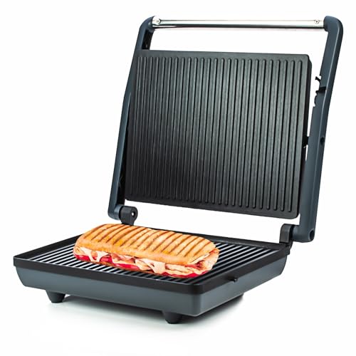 STATUS New Orleans 2‑Slice Sandwich Toaster Panini Press 2 kW Fixed Plate Non‑Stick Black (NEWORLEANS1PKB2)