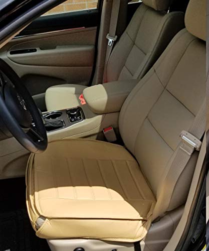 Car Seat Cushion, 1Pc Edge Wrapping Car Interior Pu Leather Car Seat Cushions Protector Front Car Seat Covers, Single Seat Cushion Cover Pad Mat For Auto Four-Door Sedan & Suv Driver Seat(Beige) #TOP6