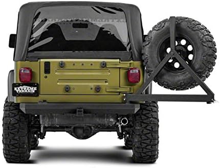 Miniatura 6 de Redrock Rock Crawler - Parachoques trasero 4x4 con portador de neumáticos; negro texturizado compatible con Jeep Wrangler YJ y TJ 87-06