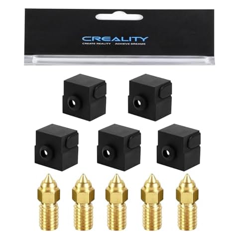 Creality Original 5pcs Ender 5 S1 Silicone Sock and 5pcs 0.4mm Nozzle, for Ender 5 S1, Ender 7 3D Printer, Heater Block Silicone Cover and High-Speed M6 Nozzle Cover