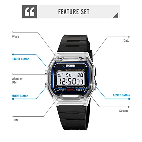 Image of SKMEI Men's and Women's Electronic Watches, Fashionable and Creative Transparent 50m Waterproof Minimalist Sports Watch