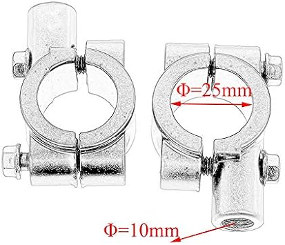 1 Pair Universal 8mm/10mm Motorcycle 7/8 Handle Bar Thread Mirror Mount Holder Adapter Aluminum Clamp Mirrors Adapter Silver (10mm)