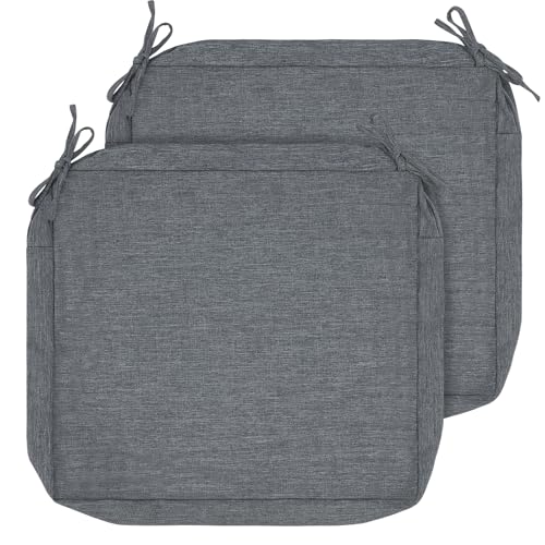 IN4 Care Patio Cushion Covers with Ties, 2 Pack, Outdoor Water Resistant Deep Seat Chair Cushion Slipcover 22x20x4 Inch for Garden Couch Sofa (Replacement Cover Only)-Heathered Grey