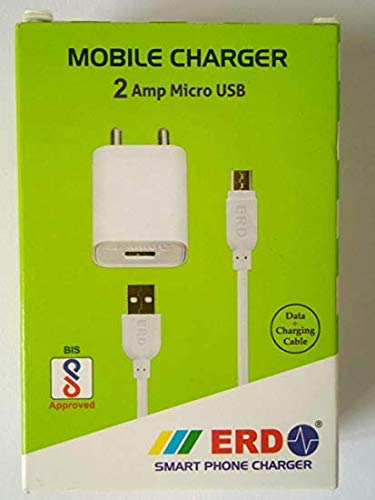 VT Erd 5V 2A Fast Charger With 1M Usb Cable For All Android Smartphones, Cellular Phones, Tablets, Pc (White)