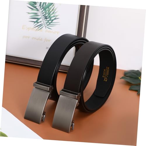 Beaupretty 2pcs Adjustable Ratchet Belt for Men Vintage Automatic Buckle Wide Long Tpu for Business and Casual Attire4